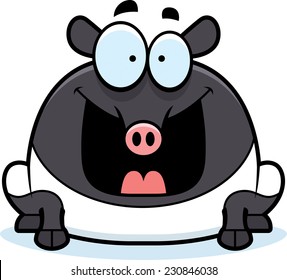 A cartoon illustration of a tapir looking happy.