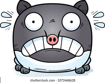 A cartoon illustration of a tapir looking scared.
