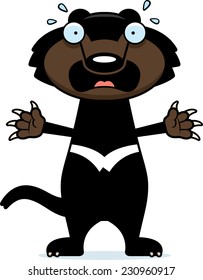 A cartoon illustration of a Tasmanian devil looking scared.