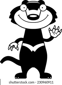 A cartoon illustration of a Tasmanian devil waving.