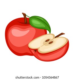 Cartoon Illustration of a Tasty Fruit. Vector and Slice of  Isolated on a White Background