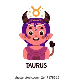 Cartoon Illustration Of Taurus Zodiac Sign