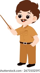 Ilustração de Desenho Animado de um Professor com Ponteiro
