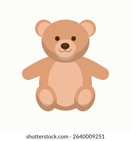 Cartoon illustration of a teddy bear, depicted in a simple, sitting pose, with a friendly expression. The bear is colored in shades of brown and tan.