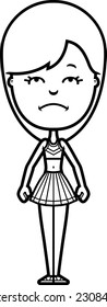 A cartoon illustration of a teen cheerleader girl looking sad.