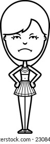 A cartoon illustration of a teen cheerleader girl with an angry expression.