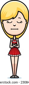 A cartoon illustration of a teen cheerleader girl looking bored.
