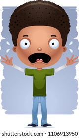 A cartoon illustration of a teenage boy looking scared.