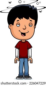 A cartoon illustration of a teenage boy looking drunk.