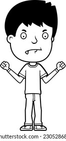 A cartoon illustration of a teenage boy looking mad.