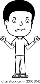 A cartoon illustration of a teenage boy looking mad.