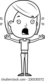 A cartoon illustration of a teenage girl looking scared.