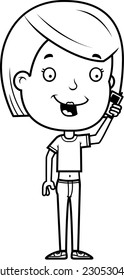 A cartoon illustration of a teenage girl talking on the phone.