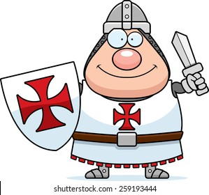 A cartoon illustration of a Templar knight looking happy.