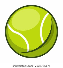 A cartoon illustration of a tennis ball, perfect for adding a touch of fun and sport to your designs. This vibrant yellow ball is ideal for projects related to sports, fitness, or healthy living.