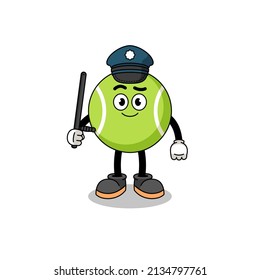 Cartoon Illustration of tennis ball police , character design