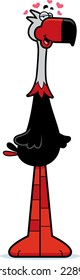 A cartoon illustration of a terror bird in love.