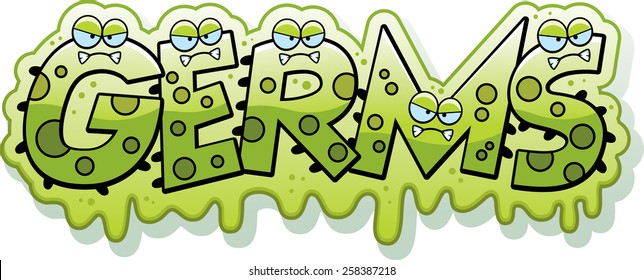 A Cartoon Illustration Of The Text Germs With A Slimy Germ Theme.