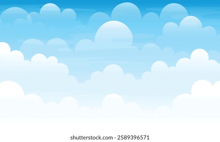 cartoon illustration of texture clouds on a blue sky background