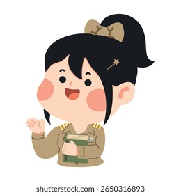 Cartoon Illustration of Thai Teacher With Books flat