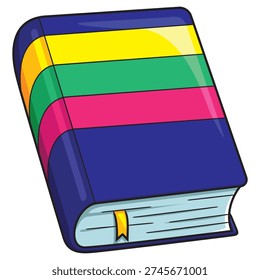 Cartoon illustration of a thick blue dictionary book.