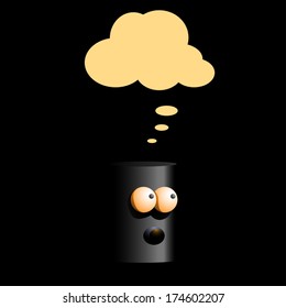 cartoon illustration of thinking black robot 