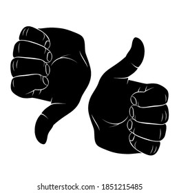 Cartoon Illustration Thumbs Thumbs Down Concept Stock Vector (Royalty ...