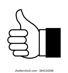 Cartoon illustration of thumbs up or like hand gesture for website or mobile application icon