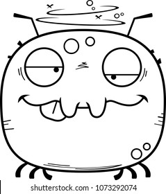 A cartoon illustration of a tick looking drunk.