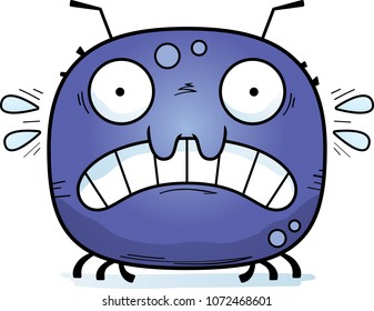 A cartoon illustration of a tick looking scared.