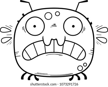 A cartoon illustration of a tick looking scared.