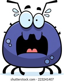 A cartoon illustration of a tick looking scared.