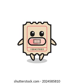 Cartoon Illustration of ticket with tape on mouth , cute style design for t shirt, sticker, logo element
