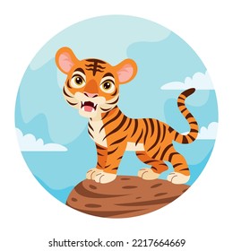 Cartoon Illustration Of A Tiger