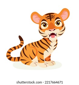 Cartoon Illustration Of A Tiger