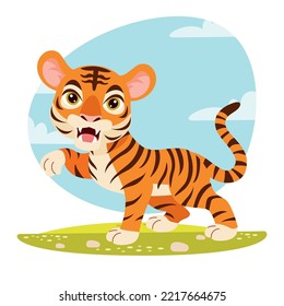 Cartoon Illustration Of A Tiger