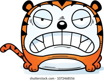 A cartoon illustration of a tiger looking angry.