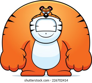 A cartoon illustration of a tiger looking angry.