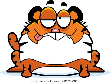 A cartoon illustration of a tiger looking drunk.