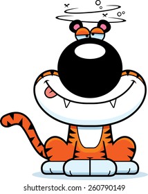 A cartoon illustration of a tiger looking drunk.