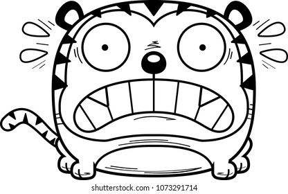 A cartoon illustration of a tiger looking scared.