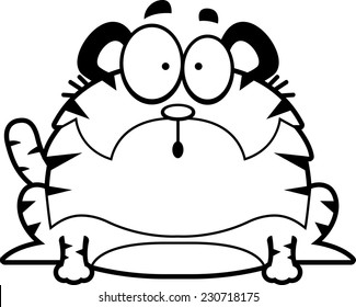 A cartoon illustration of a tiger looking surprised.