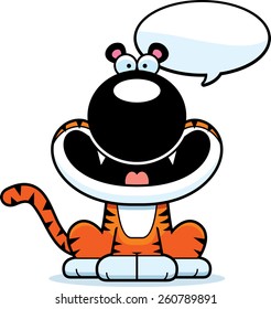 A cartoon illustration of a tiger talking.