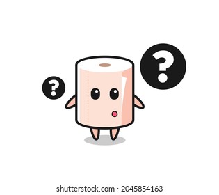 Cartoon Illustration of tissue roll with the question mark , cute design