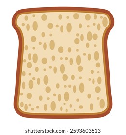 Cartoon Illustration of Toasted Bread Slice with Golden Crust