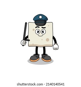 Cartoon Illustration of tofu police , character design