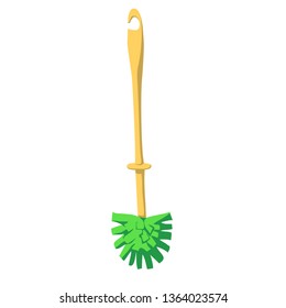 Cartoon illustration with toilet brush isolated on white background. Toilet clean hygiene, sanitary wc bathroom concept.  Household chores. Cleaning service.