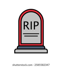 Cartoon Illustration of a Tombstone with RIP