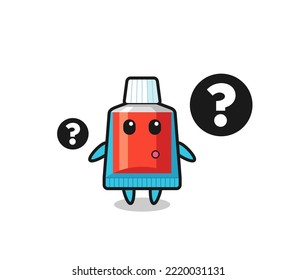 Cartoon Illustration of toothpaste with the question mark , cute design