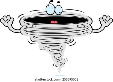 A cartoon illustration of a tornado looking crazy.